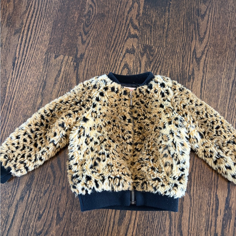 Faux Fur Leopard Bomber Jacket size 2T